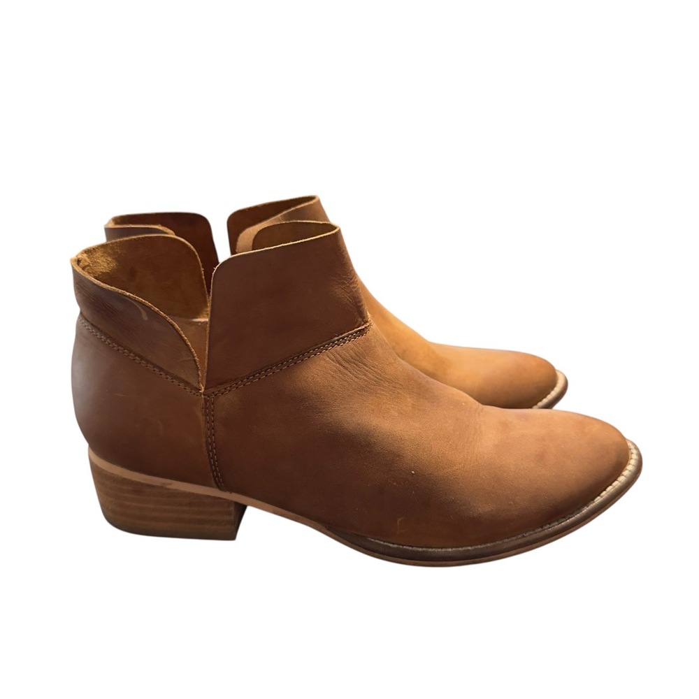 Anthropologie Seycheffe Womens Brown Suede Notched SlipOn Ankle Boots Size 6.5 - Picture 3 of 6